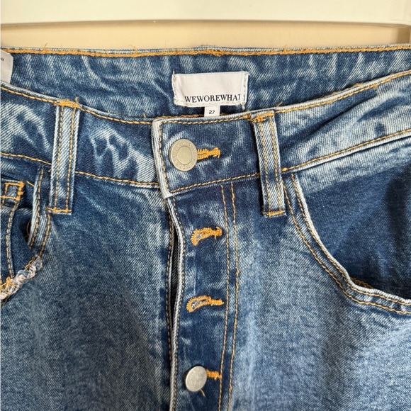 WeWoreWhat Medium Wash Danielle Distressed High-Rise Slim Straightleg Jean Sz 27 - Picture 3 of 6